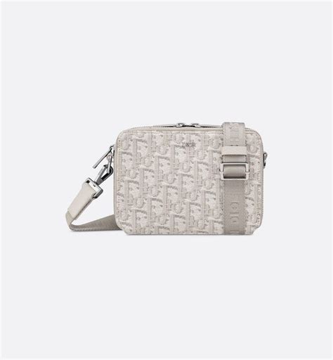 beige dior oblique jacquard wallet on strap